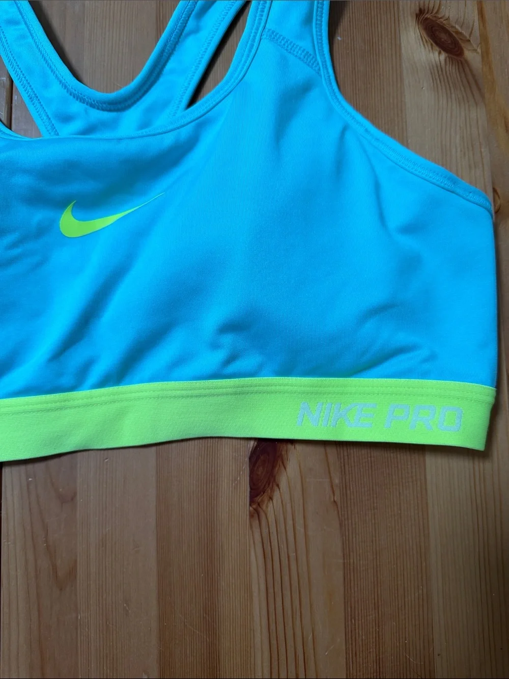 Nike Turquoise Sports Bra with Neon Yellow Band